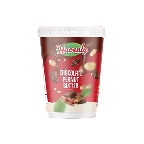 Container of Havenly Chocolate Peanut Butter on a white background