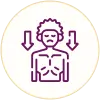 Icon of a person with a stomach ache, indicated by an arrow pointing to the abdomen.