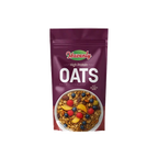Packaging of Havenly High Protein Oats with a bowl of oats and fruits on a white background